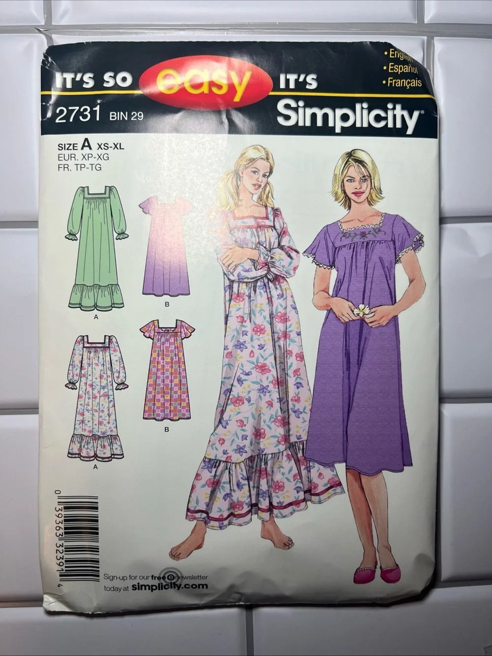 Simplicity 2731 Sewing Pattern Size A Opened Complete
